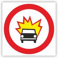 Znak drogowy Tablica informacyjna B13 Zakaz wjazdu pojazdów z materiałami wybuchowymi lub łatwo zapalnymi - znak zakazu 60x60 cm