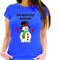 Koszulka świąteczna damska z nadrukiem Świąteczny bałwan