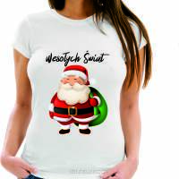 Koszulka świąteczna damska z nadrukiem Wesołych Świąt prezent na Święta Boże Narodzenie