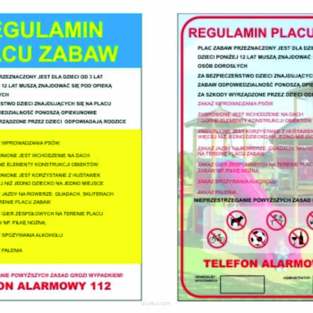 REGULAMIN Placu Zabaw Boiska 70x50 cm blacha PCV
