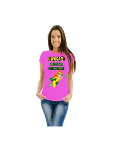 Koszulka z Nadrukiem Uwaga Odlotowej Dziewczyny T Shirt