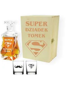 Karafka z Grawerem + 2 Szklanki Skrzynka Personalizowany