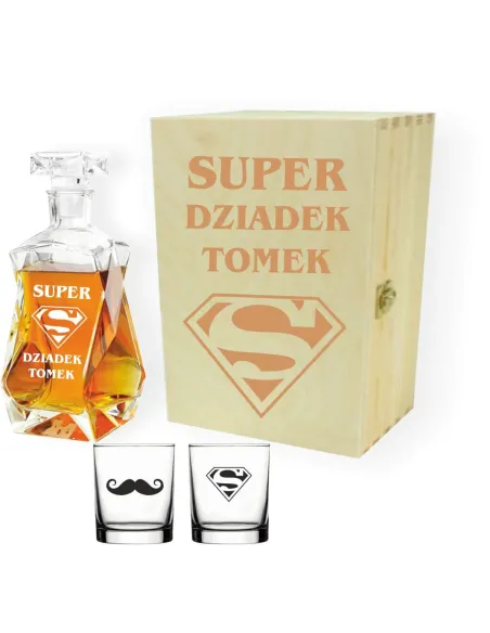 Karafka z Grawerem + 2 Szklanki Skrzynka Personalizowany