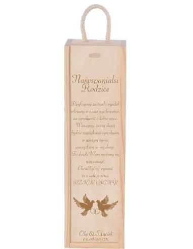Skrzynka na Wino Podziękowanie Rodziców Prezent Mam Taty
