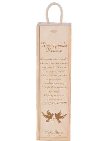 Skrzynka na Wino Podziękowanie Rodziców Prezent Mam Taty