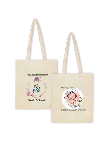 Torba z Nadrukiem Prezent – Napis Mamo Tato Będziemy