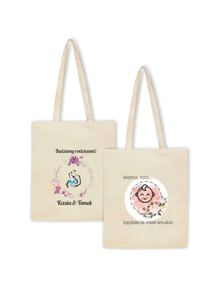Torba z Nadrukiem Prezent – Napis Mamo Tato Będziemy