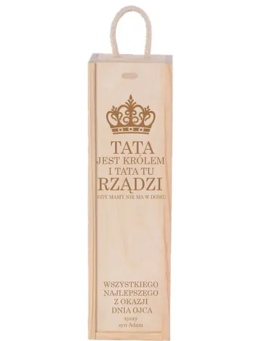 Skrzynka Pudełko na Wino Prezent Taty Grawer Napis Imię