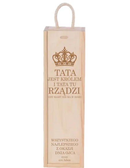 Skrzynka Pudełko na Wino Prezent Taty Grawer Napis Imię