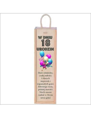 Skrzynka na Wino Prezent 18 Tke Osiemnastkę z Nadrukiem