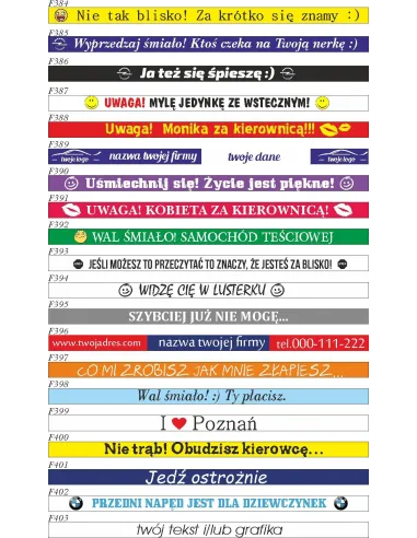 Naklejki Ramki Tablice Rejestracyjne 10szt Dowolną Grafiką