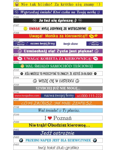 Naklejki Ramki Tablice Rejestracyjne 10szt Dowolną Grafiką