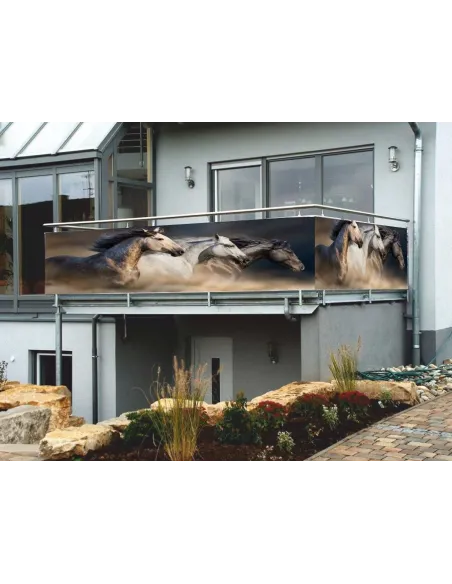 Osłona Balkonowa na Wymiar z Nadrukiem Balkon Konie Tanio