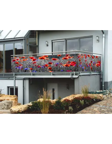 Osłona Balkonowa na Wymiar z Nadrukiem Balkon Kwiaty Maki