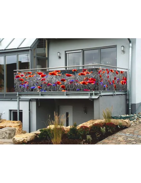 Osłona Balkonowa na Wymiar z Nadrukiem Balkon Kwiaty Maki