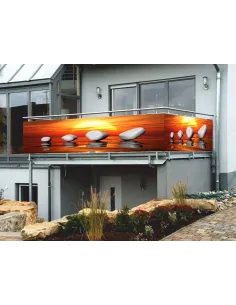 Osłona Balkonowa na Wymiar z Nadrukiem Balkon Widok Kamień