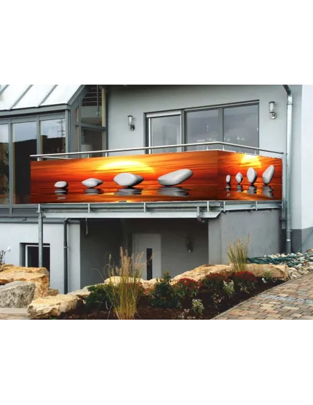 Osłona Balkonowa na Wymiar z Nadrukiem Balkon Widok Kamień