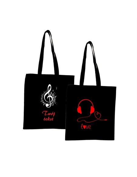 Torba z Nadrukiem Napis Prezent Twój Tekst Nuty na Prezent