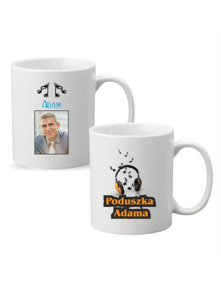 Kubek z Imieniem Zdjęciem Prezent Nuty Muzyka z Nadrukiem
