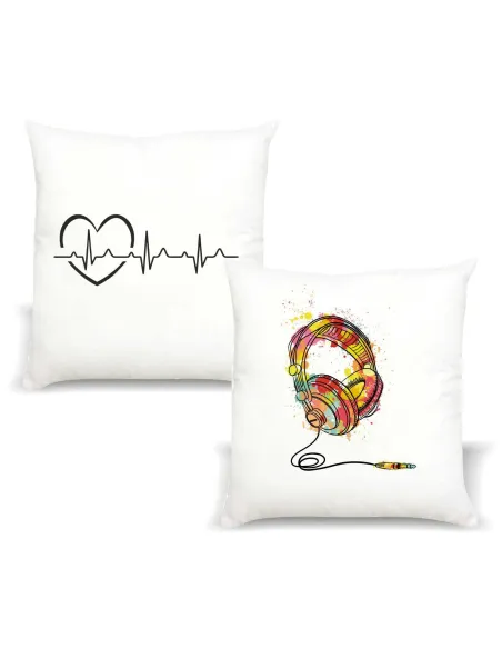 Poduszka z Nadrukiem Prezent Muzyka Słuchawki na Prezent