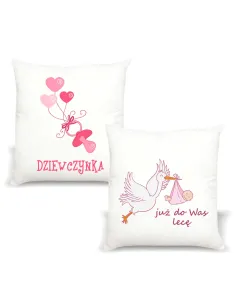 Poduszka z Nadrukiem Prezent Już do Was Lecę Baby Shower