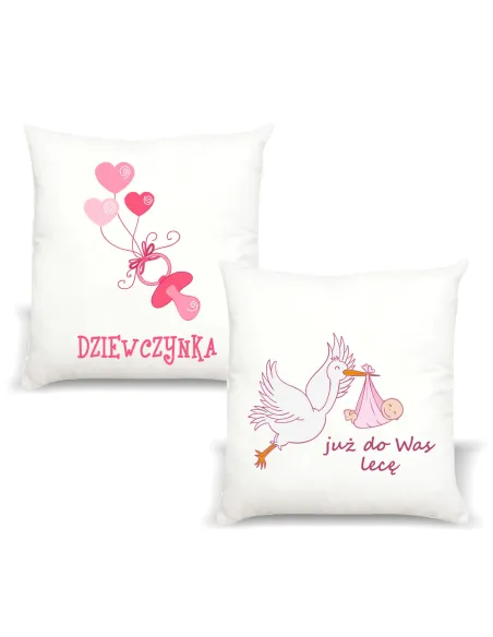 Poduszka z Nadrukiem Prezent Już do Was Lecę Baby Shower