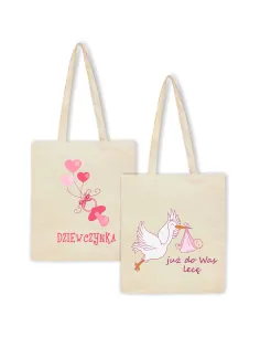 Eko Torba Ciążowa Nadrukiem Prezent Dziewczynka Przyszłej