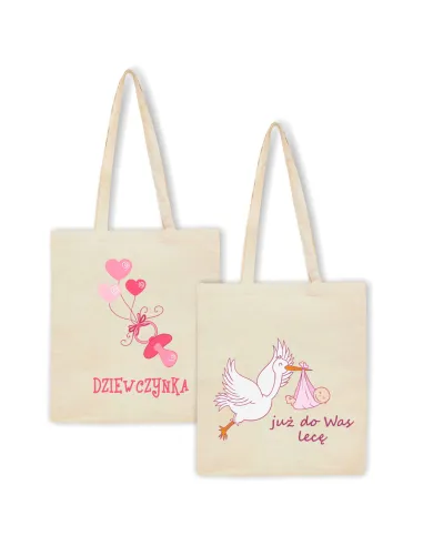 Eko Torba Ciążowa Nadrukiem Prezent Dziewczynka Przyszłej