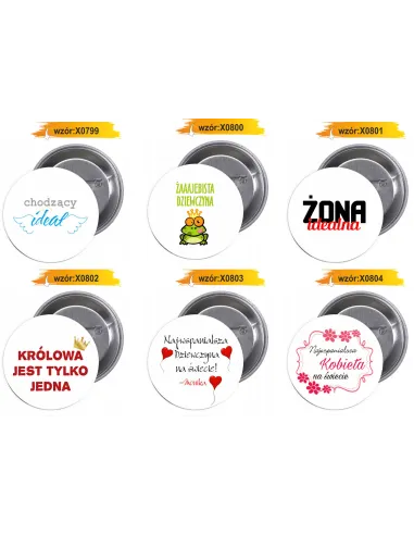 Przypinki Buttony Dzień Kobiet Znaczki Badziki z Grafiką