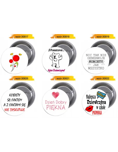 Przypinki Buttony – Dzień Kobiet Znaczki Badziki Grafiką