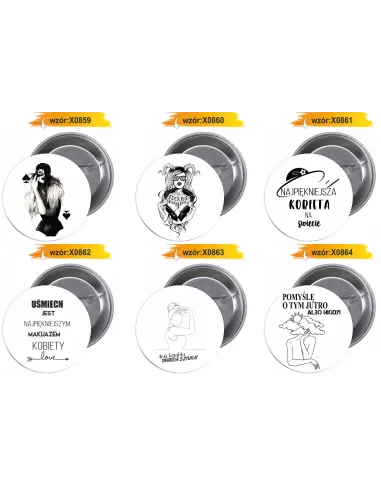 Przypinki Buttony Dzień Kobiet Znaczki Badziki z Projektem