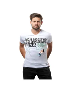 Koszulka z Nadrukiem Moje Ojcostwo Jest Sponsorowane przez