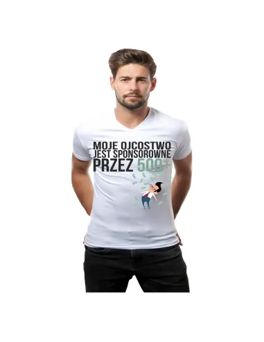 Koszulka z Nadrukiem Moje Ojcostwo Jest Sponsorowane przez