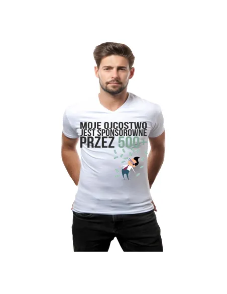 Koszulka z Nadrukiem Moje Ojcostwo Jest Sponsorowane przez