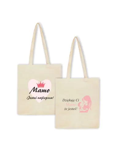 Eko Torba Nadrukiem Napis Mamo Jesteś Naklepsza z Nadrukiem