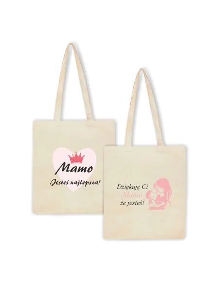 Eko Torba Nadrukiem Napis Mamo Jesteś Naklepsza z Nadrukiem