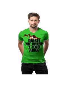 Śmieszna Koszulka na Prezent z Nadrukiem Diabeł Nie Chłop