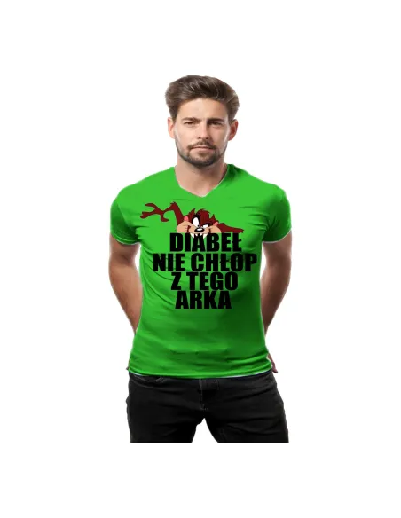 Śmieszna Koszulka na Prezent z Nadrukiem Diabeł Nie Chłop