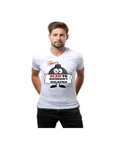 Koszulka z Nadrukiem na Prezent Imię To Bombowy Chłopak