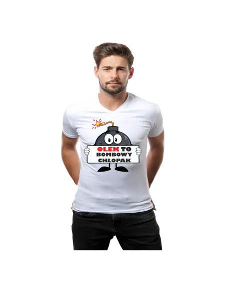 Koszulka z Nadrukiem na Prezent Imię To Bombowy Chłopak