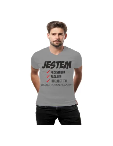 Koszulka z Nadrukiem Jestem T Shirt Napisami Oryginalne