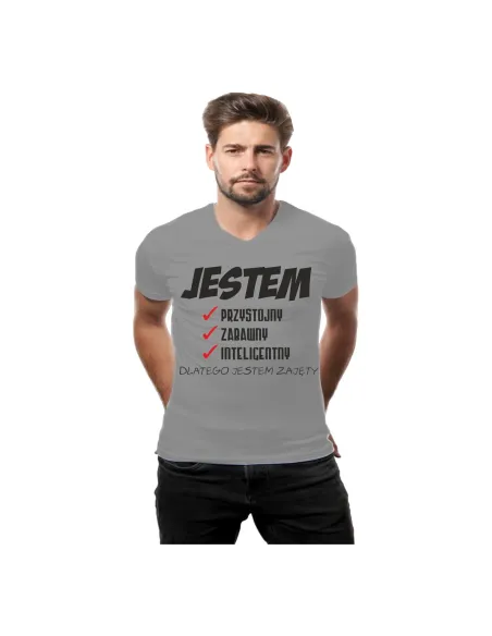Koszulka z Nadrukiem Jestem T Shirt Napisami Oryginalne