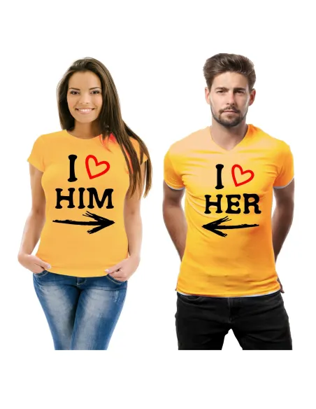 Koszulka z Nadrukiem Zestaw dla Par i Love Him i Love Her