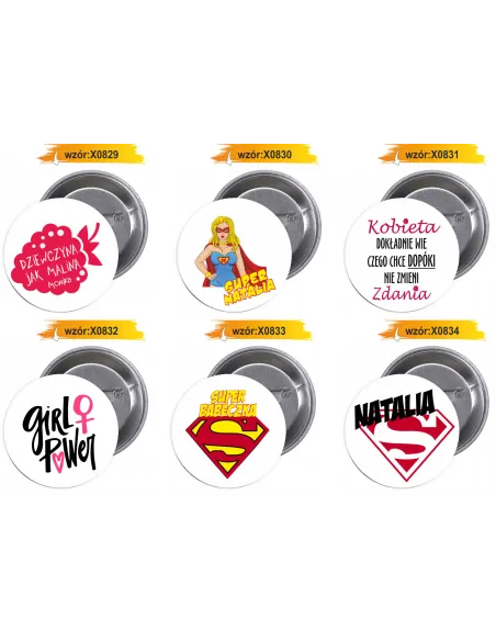 Przypinki Buttony Dzień Kobiet Znaczki Badziki z Promocyjne