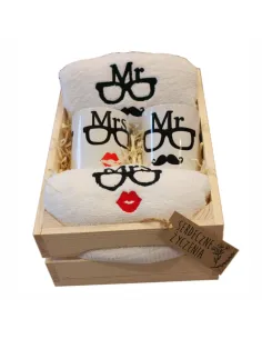 Zestaw Ręczników Kubkami Koszu Ozdobnym Prezent Ślubny