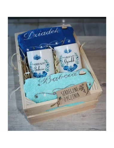 Zestaw – Prezentowy Babci Dziadka Ręczniki Haftem Kubki