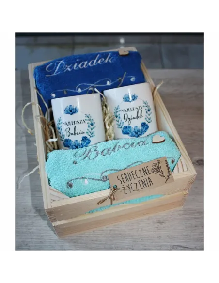 Zestaw – Prezentowy Babci Dziadka Ręczniki Haftem Kubki
