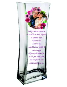 Wazon Szklany Nadrukiem Napisami Dedykacją Datą Prezent