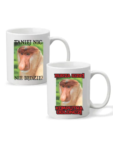 Kubek z Nadrukiem Napis Taniej Nic Będzie Personalizowany