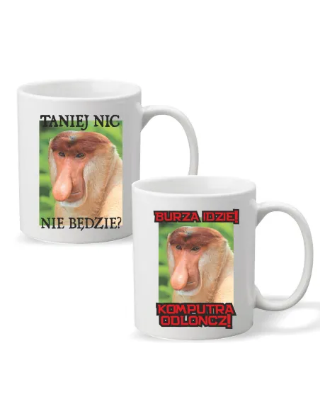 Kubek z Nadrukiem Napis Taniej Nic Będzie Personalizowany